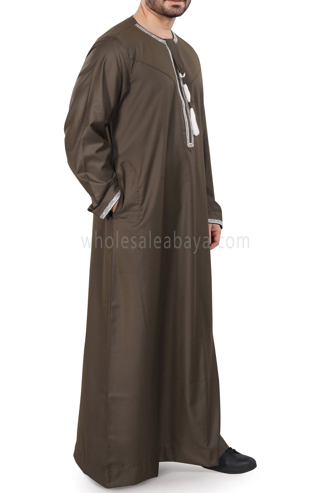 Premium Embroidered Omani Tassel Olive Green