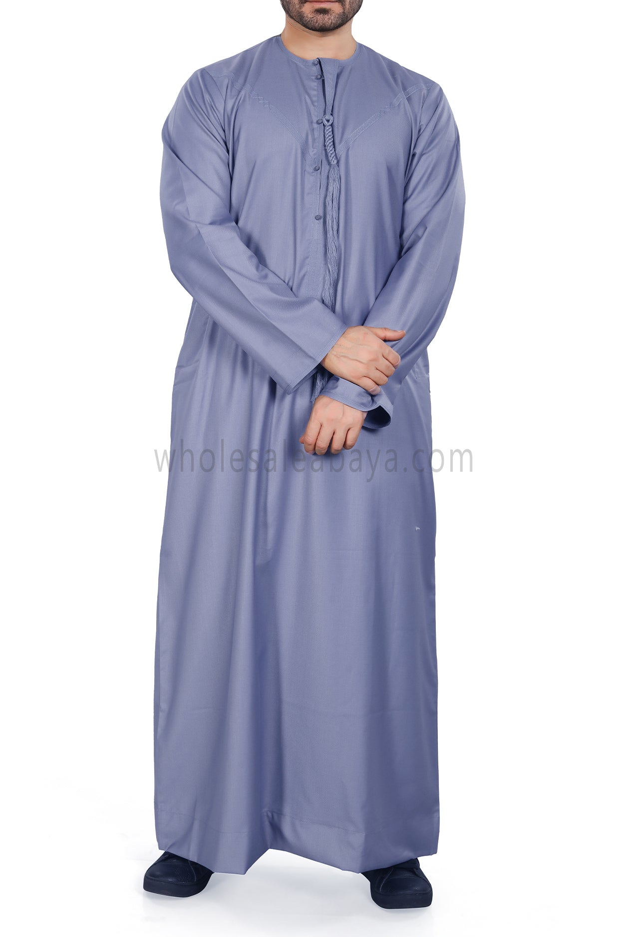 Men's Premium Emirati Thoube With Zip & Tassel Sky Blue