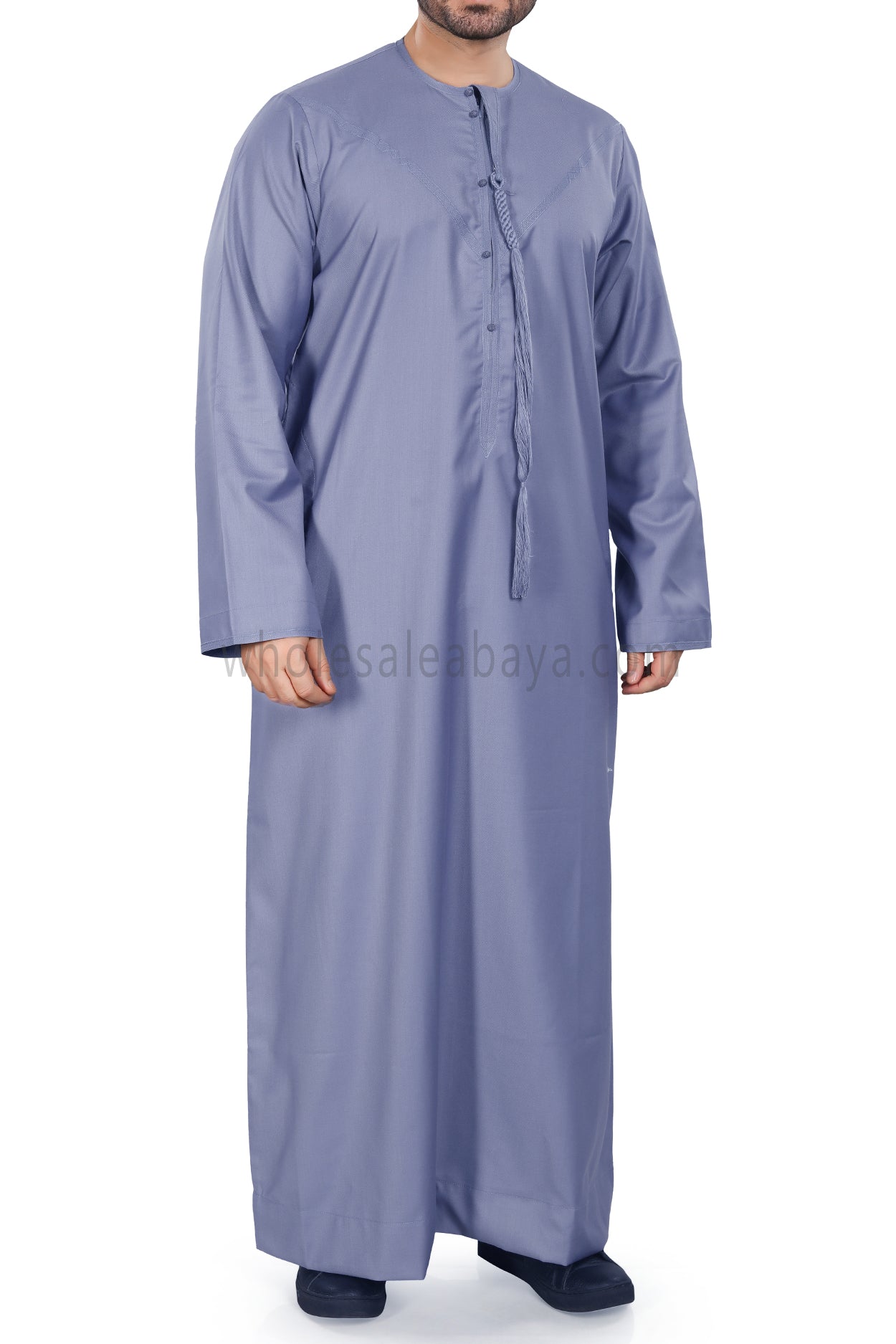 Men's Premium Emirati Thoube With Zip & Tassel Sky Blue