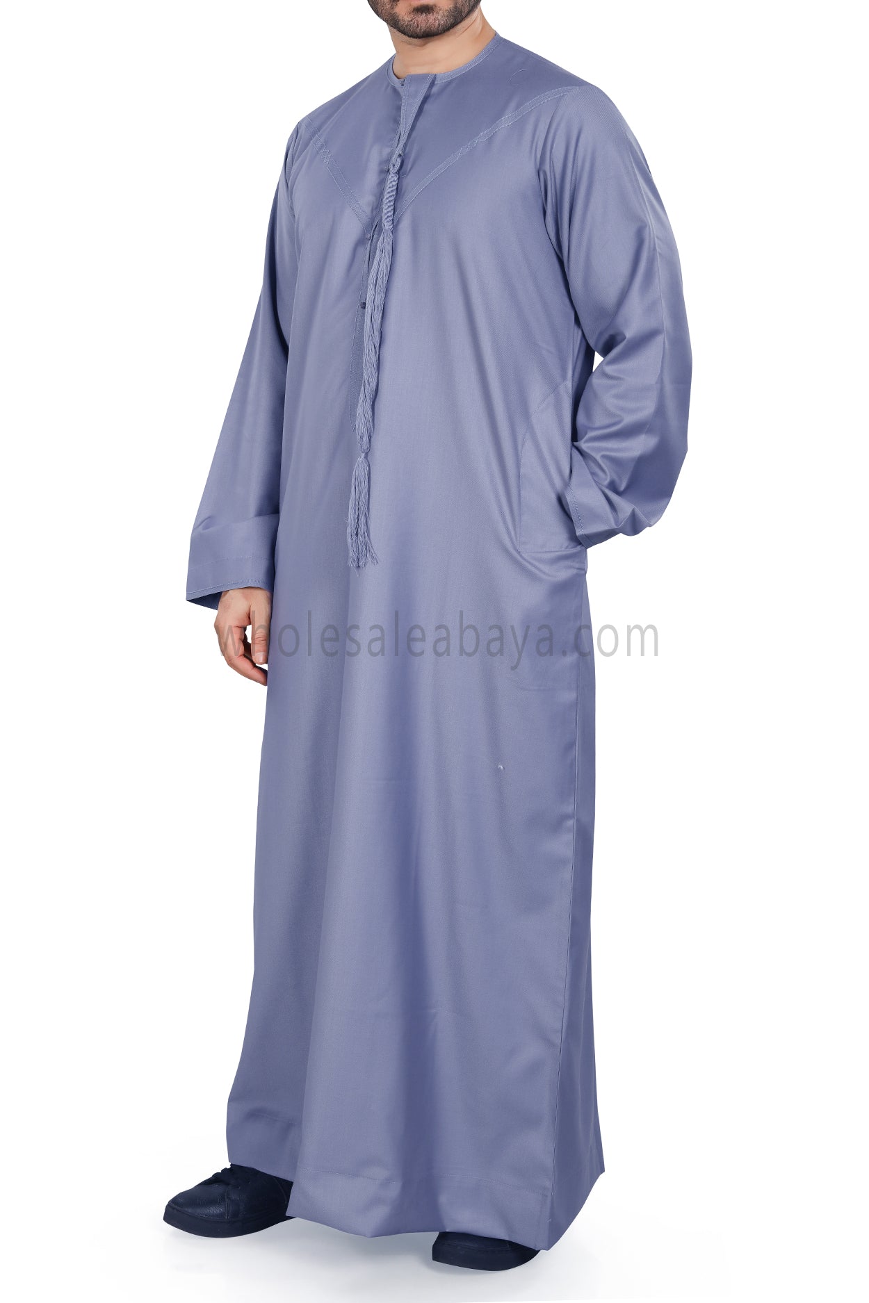 Men's Premium Emirati Thoube With Zip & Tassel Sky Blue
