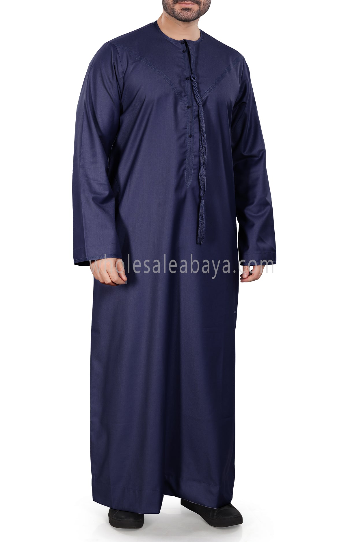 Men's Premium Emirati Thoube With Zip & Tassel Navy Blue