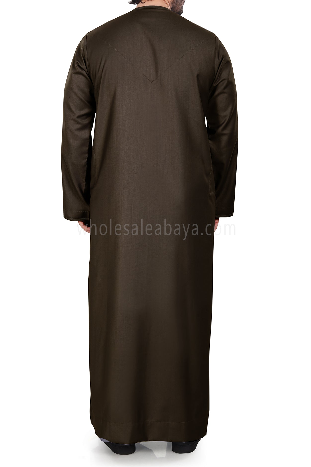 Men's Premium Emirati Thoube With Zip & Tassel Olive Green