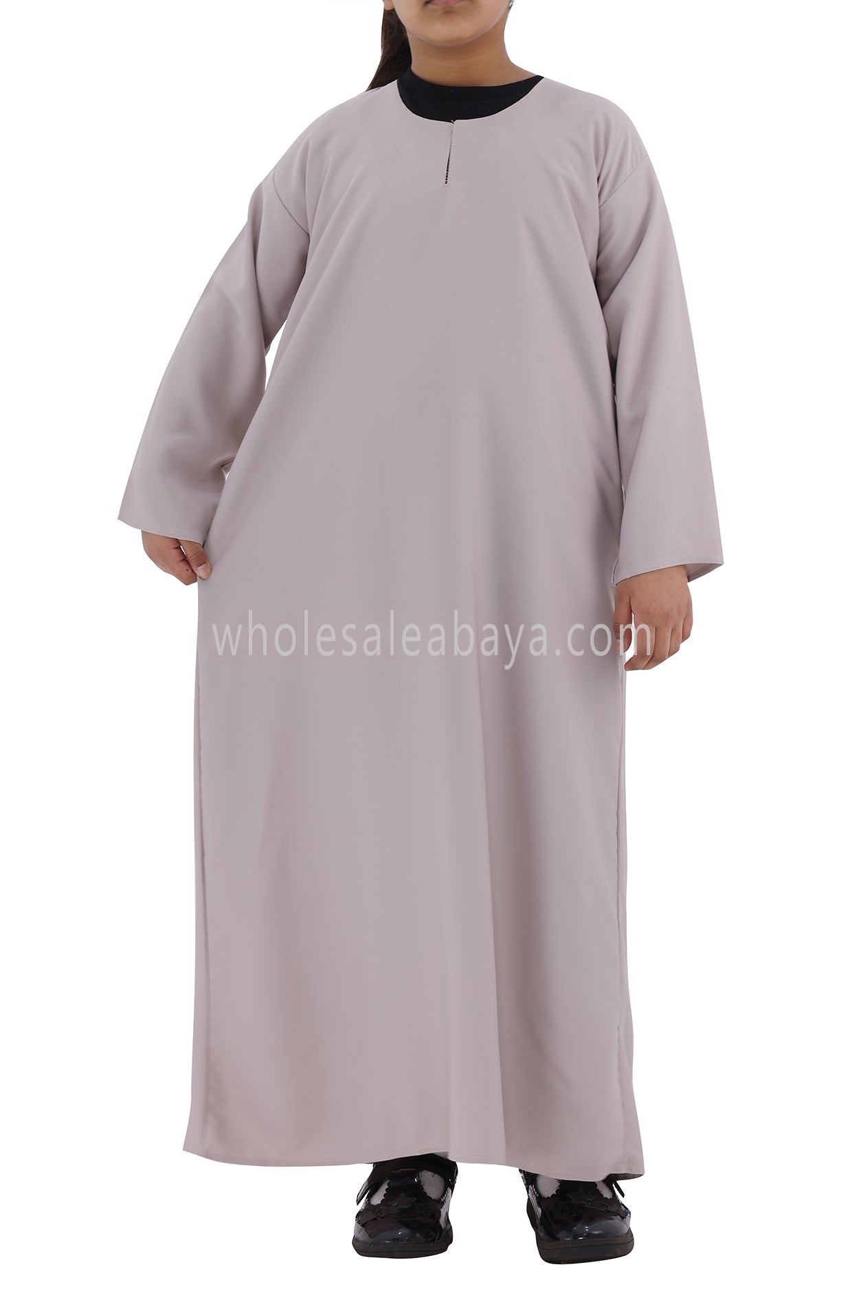 Girls Closed Plain Abaya With Straight Cut