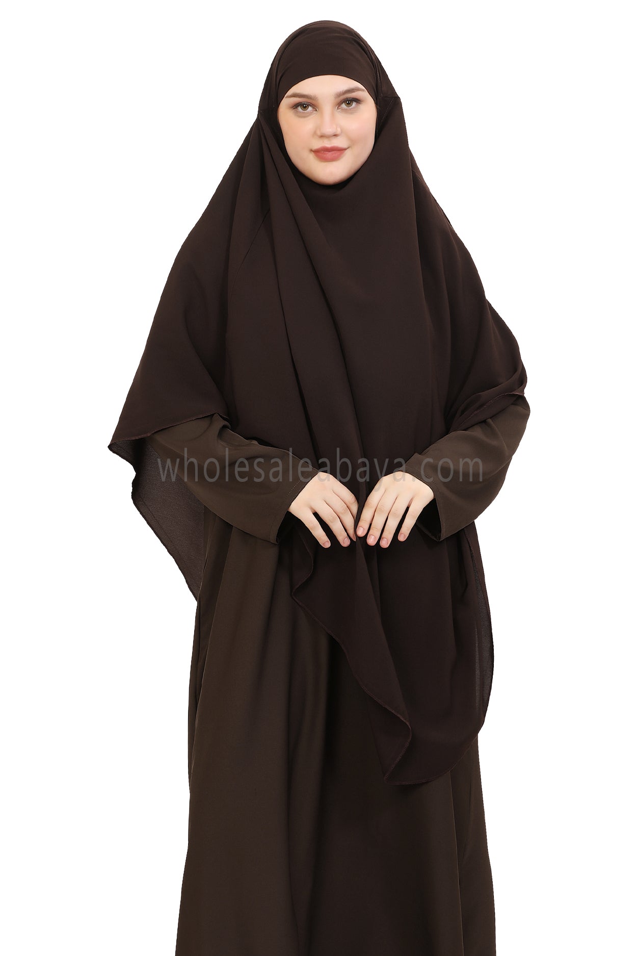 Free Size Premium Khimar Chocolate Brown 50041