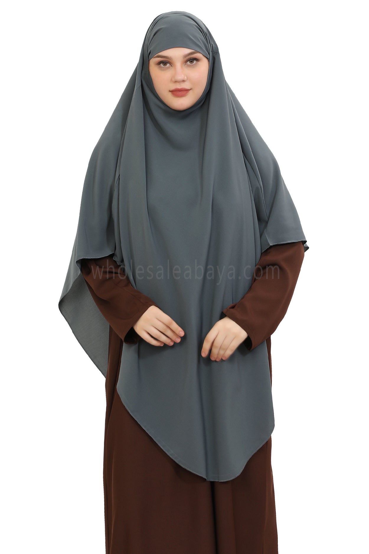 Free Size Premium Khimar Stone Grey 50041