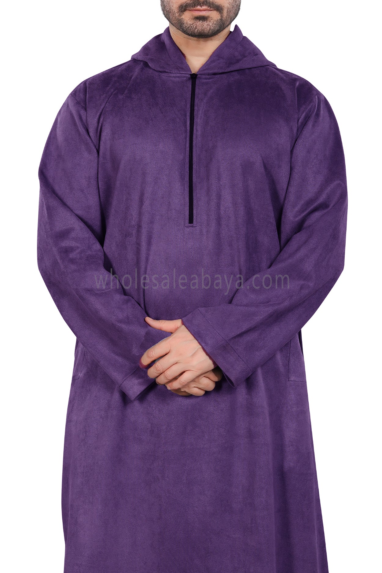 Premium Suede Hooded Thoube 90016 Purple