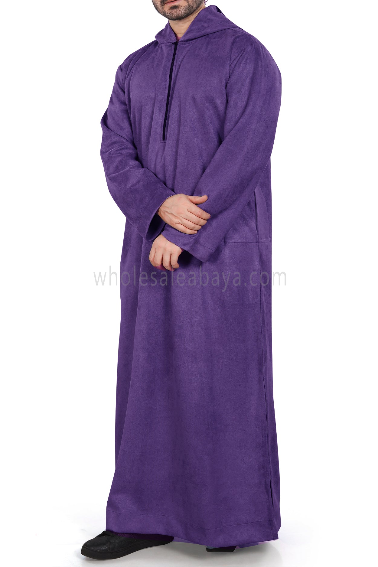 Premium Suede Hooded Thoube 90016 Purple