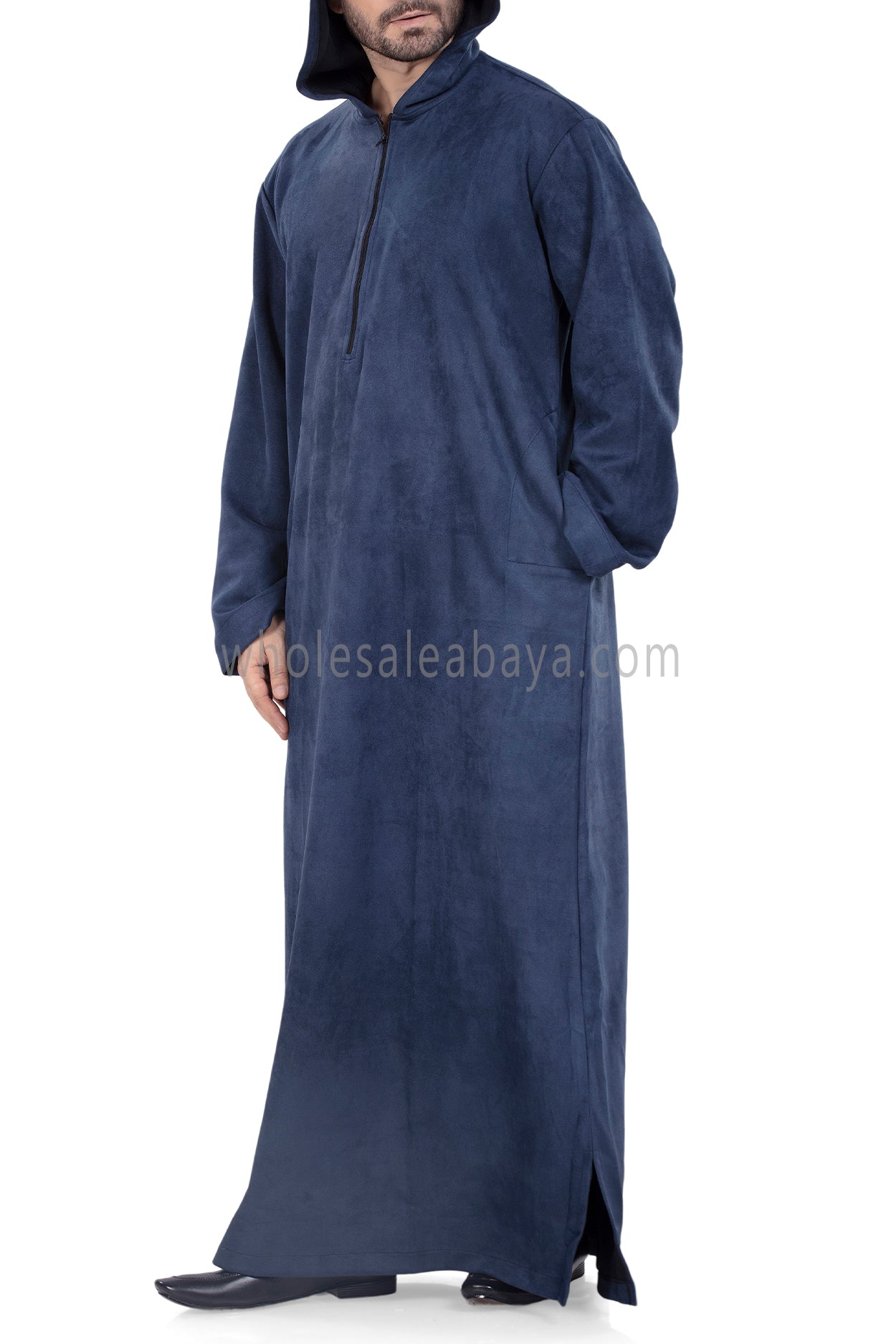 Premium Suede Hooded Thoube 90016 Blue