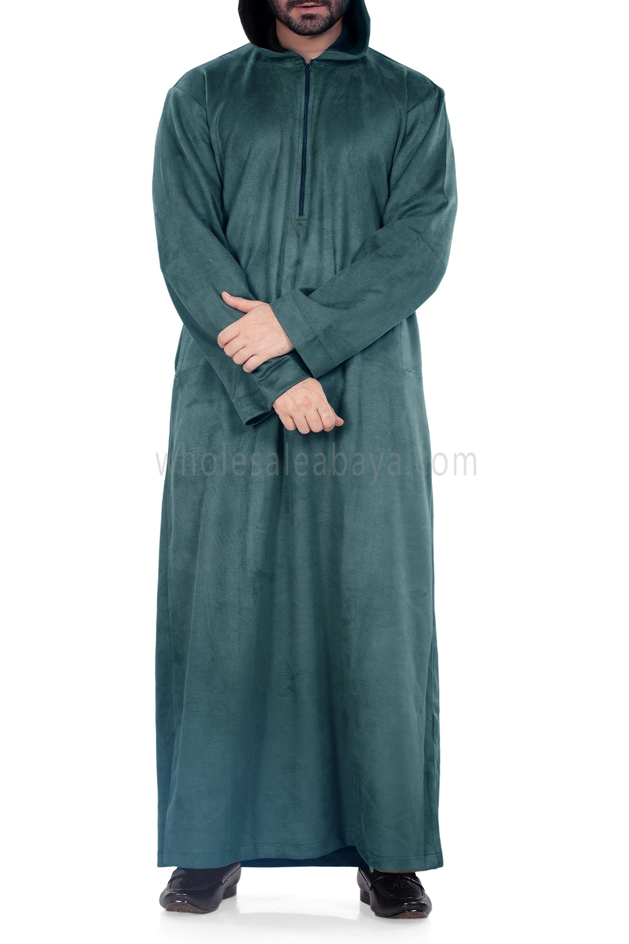 Premium Suede Hooded Thoube 90016 Emerald Green