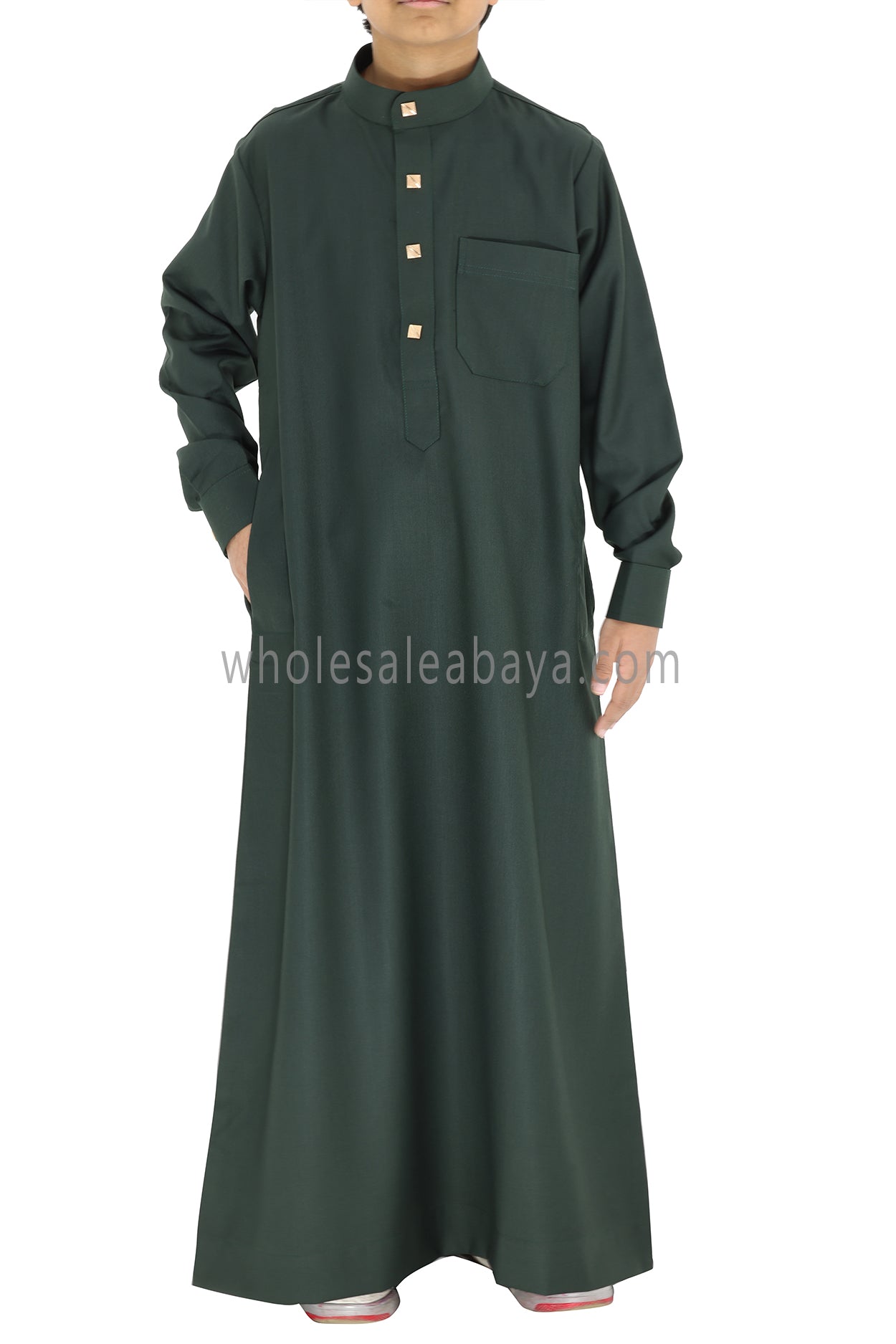 Boy's Designer Buttons Collar Thoube Emeralds Green