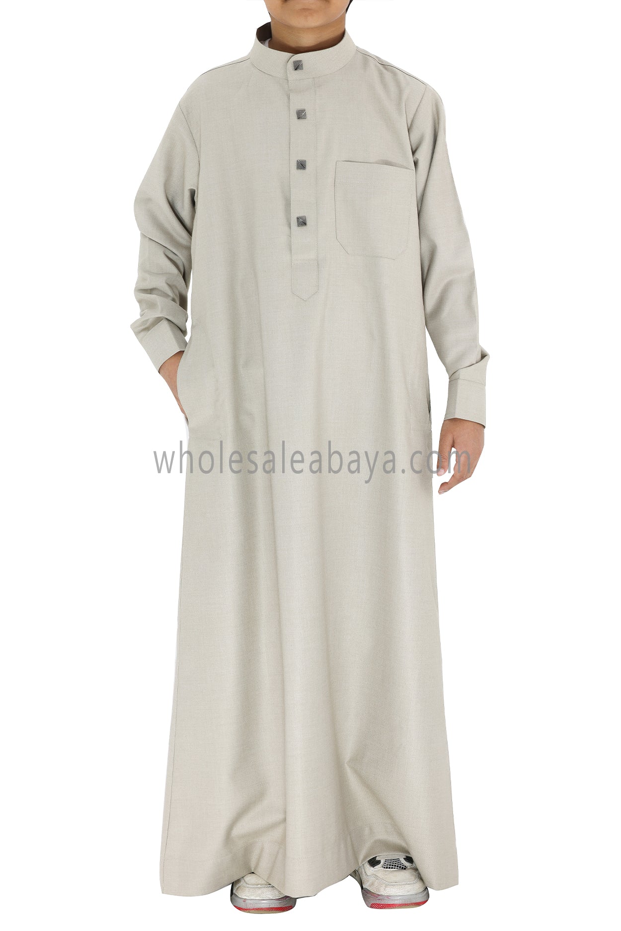 Boy's Designer Buttons Collar Thoube Stone Beige