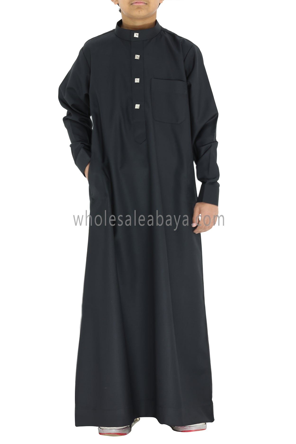 Boy's Designer Buttons Collar Thoube Black