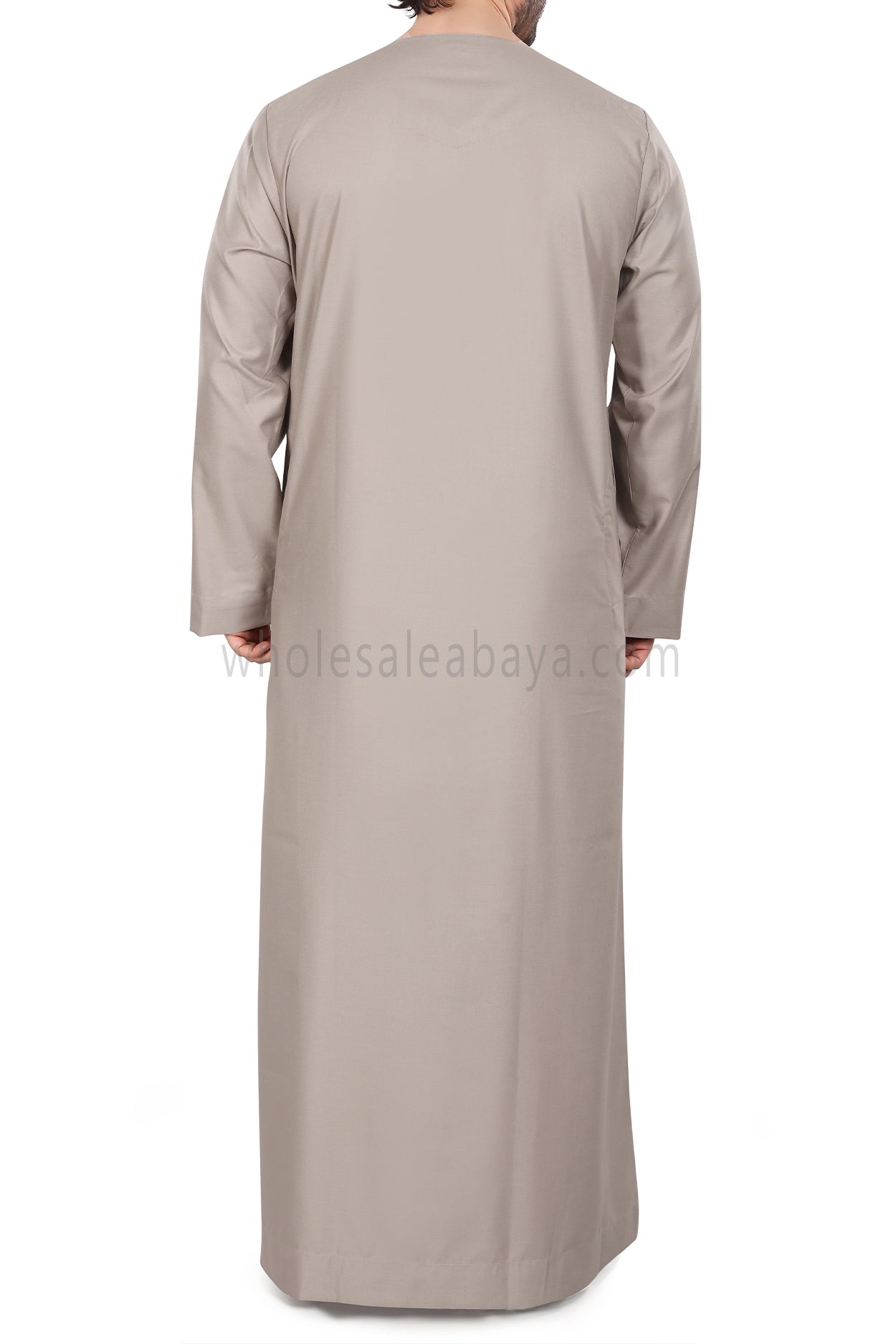 Men's Classic Plain Omani Thoube With Front Zip Beige