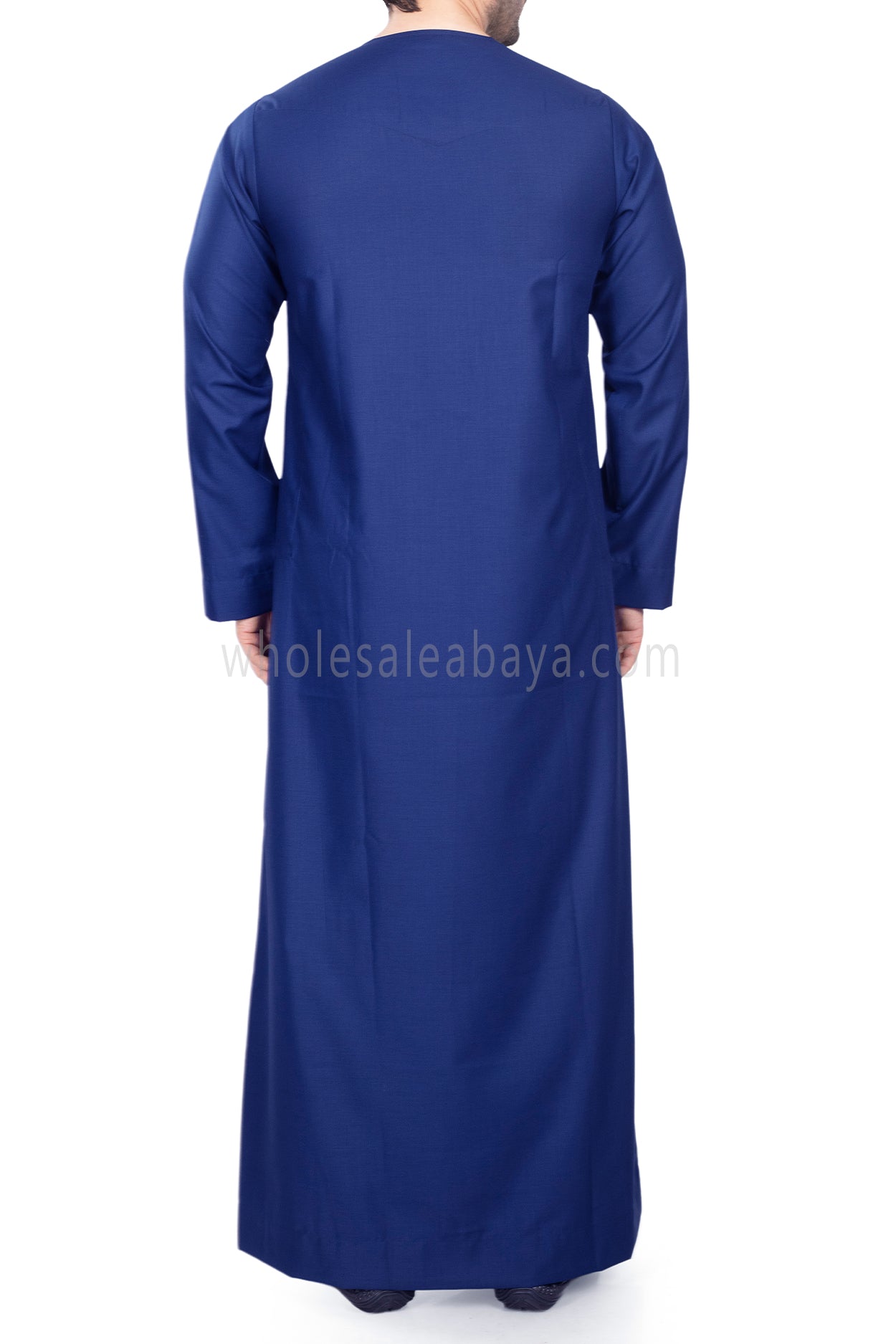 Men's Classic Plain Omani Thoube With Front Zip Ink Blue