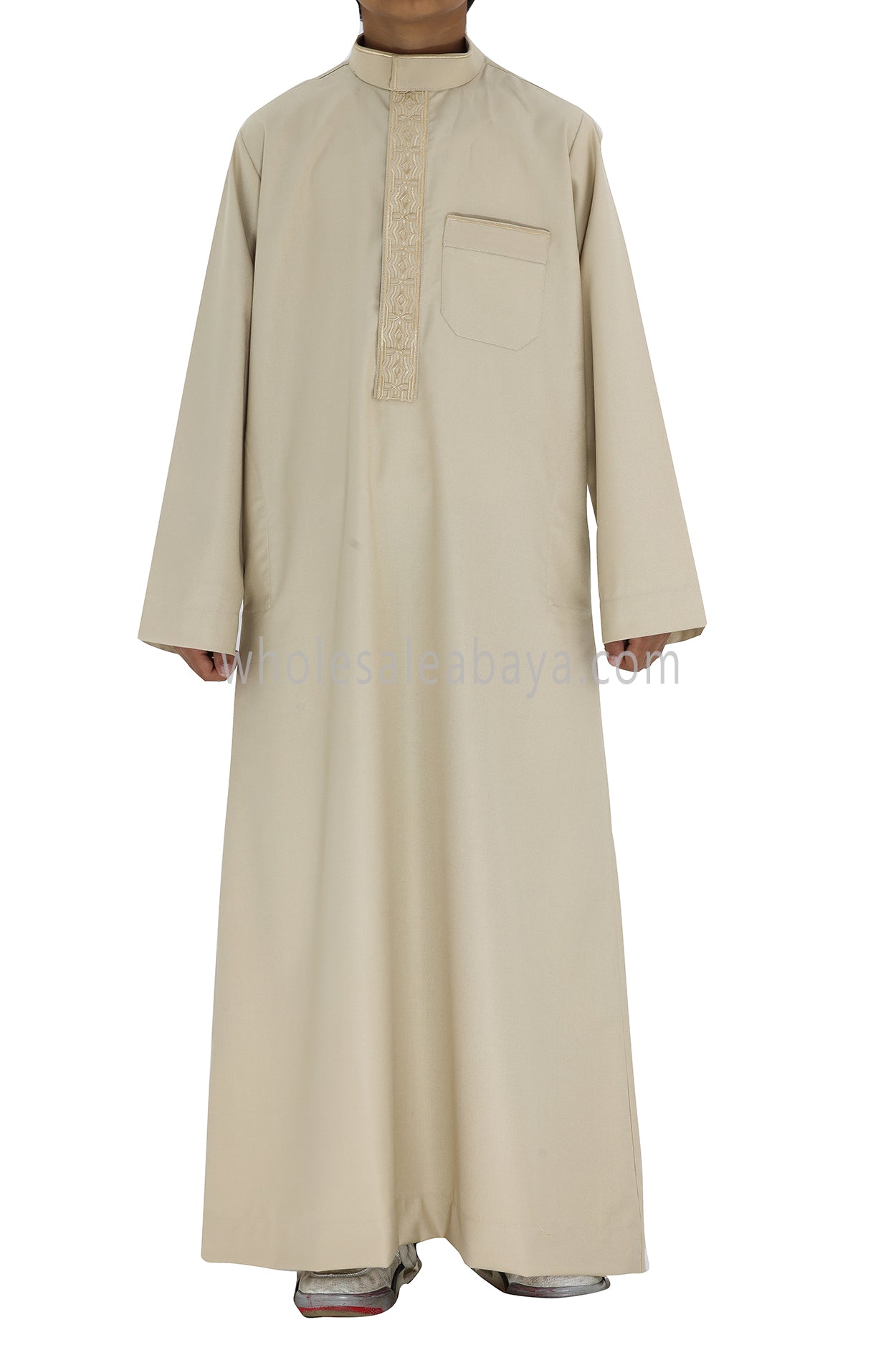 Boy's Elegant Collar Thoube With Embroidery Cream