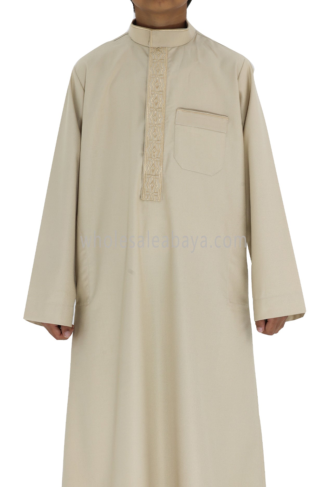 Boy's Elegant Collar Thoube With Embroidery Cream