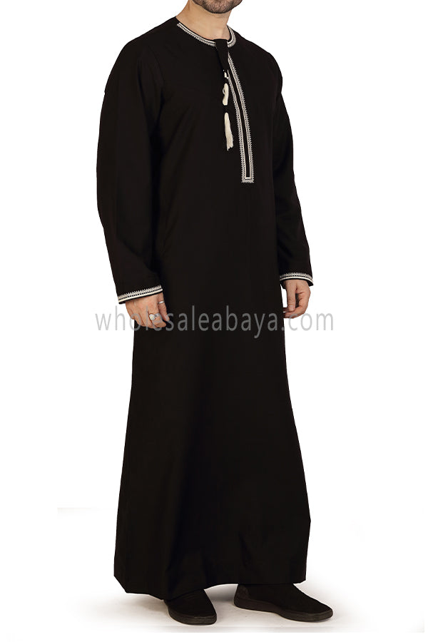Embroidered Omani Thoube 90049 RL12 Black