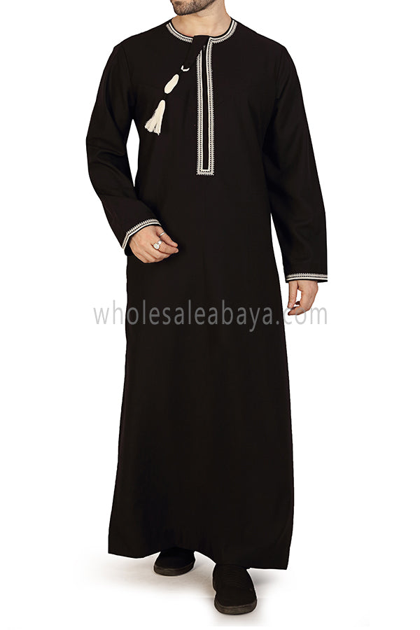 Embroidered Omani Thoube 90049 RL12 Black