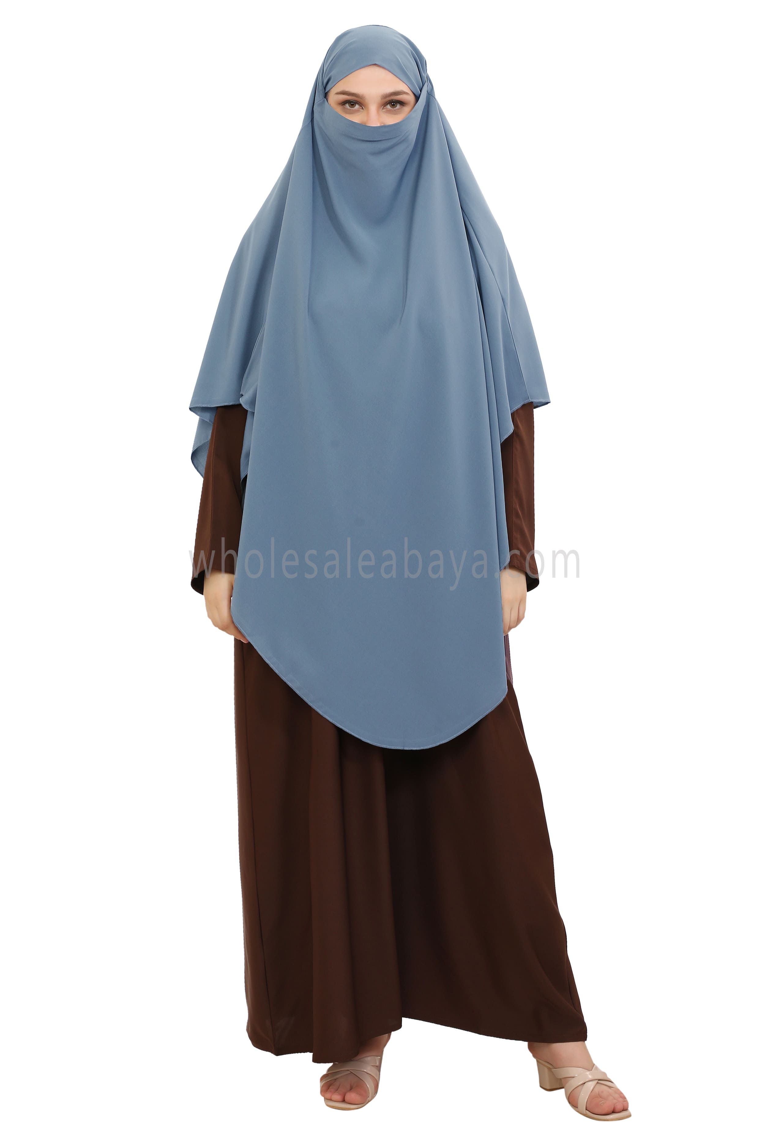 Free Size Premium Khimar Blue Grey
