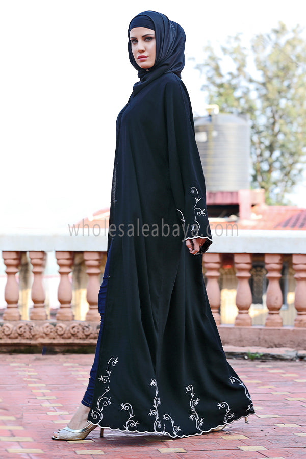 Gorgeous Black Designer Abaya Nida Fabric Open Abaya (1 pack 8pieces) Available in Stock