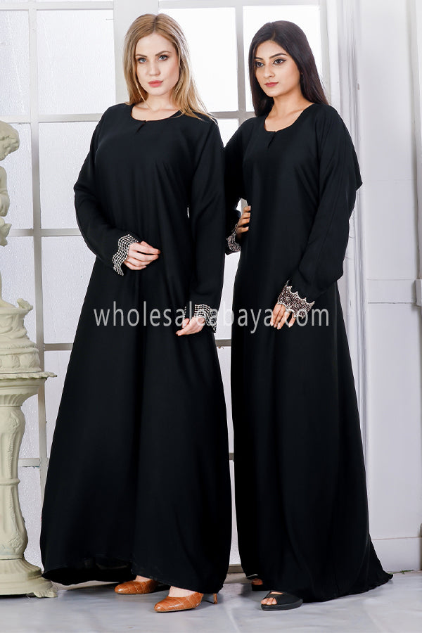 Premium Minimal Plain Black Nida Abaya Wholesale Muslim Abaya