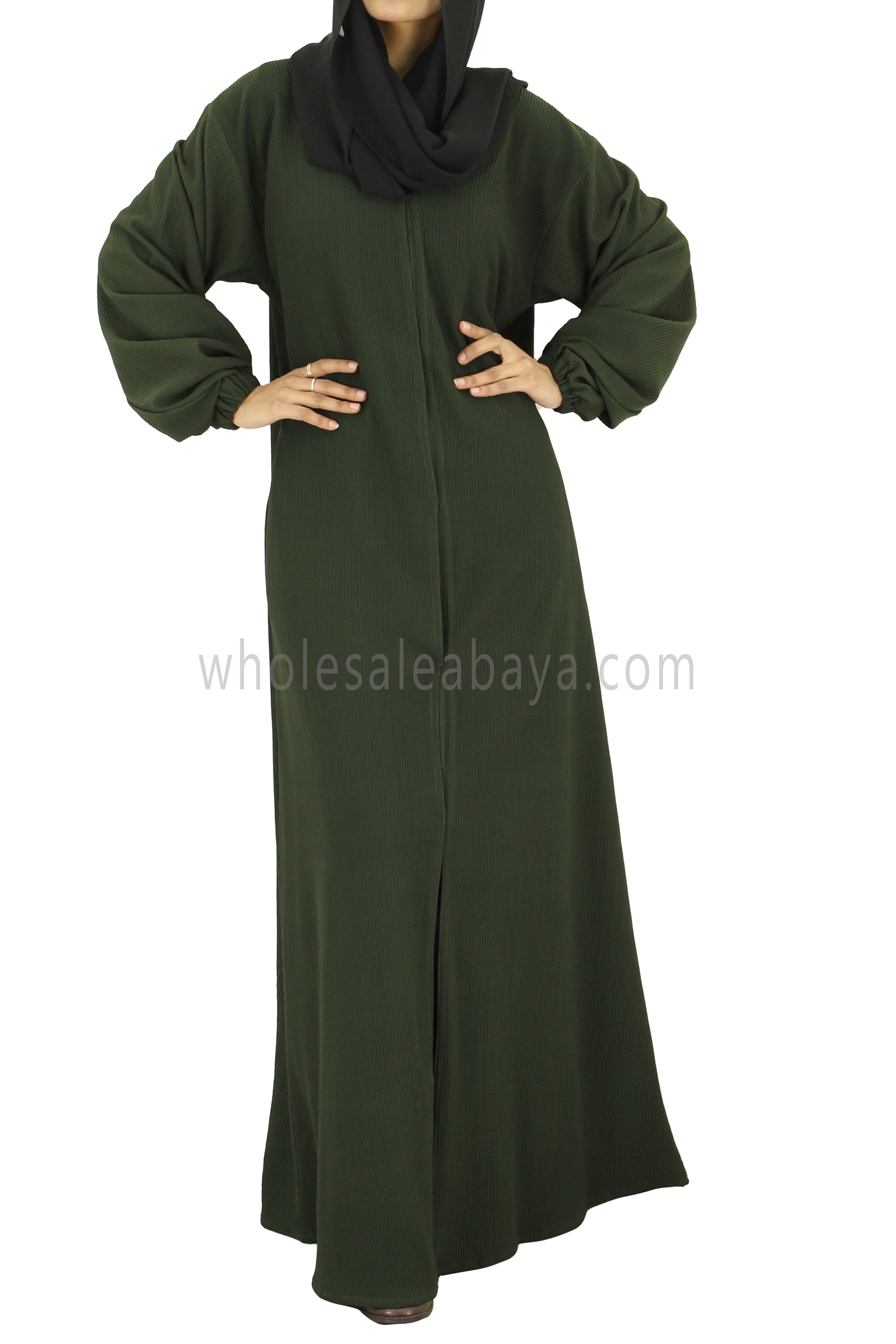 30051-E Fukro Green Abaya Coat