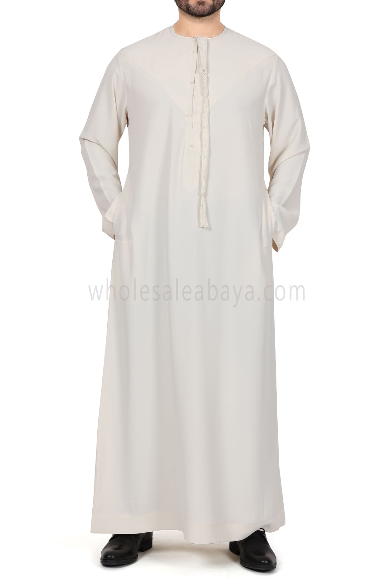 Men's Traditional Emirati Style Thoube 90008 ER Cream Zibda