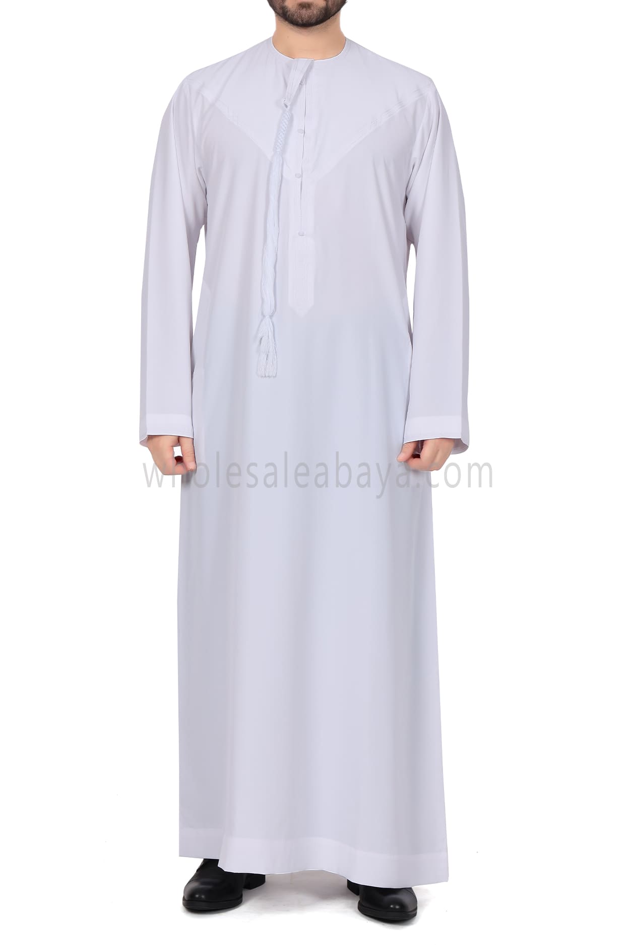 Men's Traditional Emirati Style Thoube 90008 ER Zibda Fabric Pure White