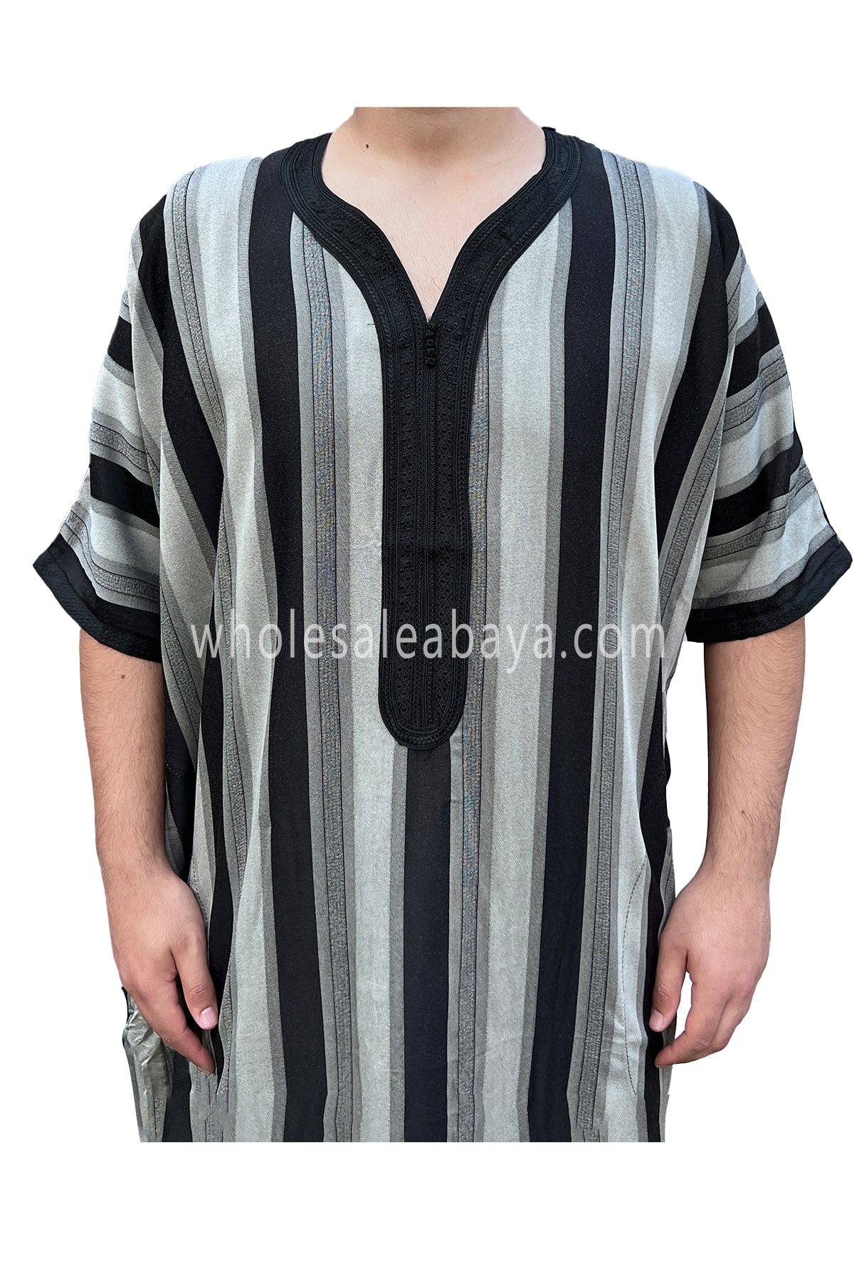 Moroccan Stripped Men's Thoube Half Sleeve 90040 ST3