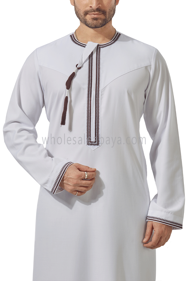 Embroidered Omani Thoube 90049 MR1 White