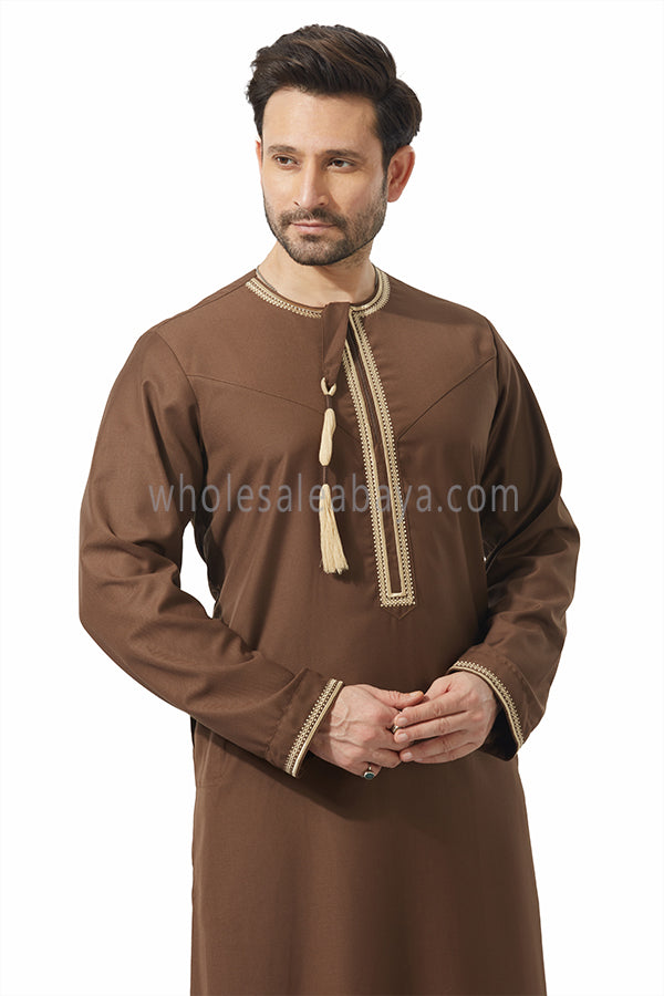 Embroidered Omani Thoube 90049 MR7 Brown