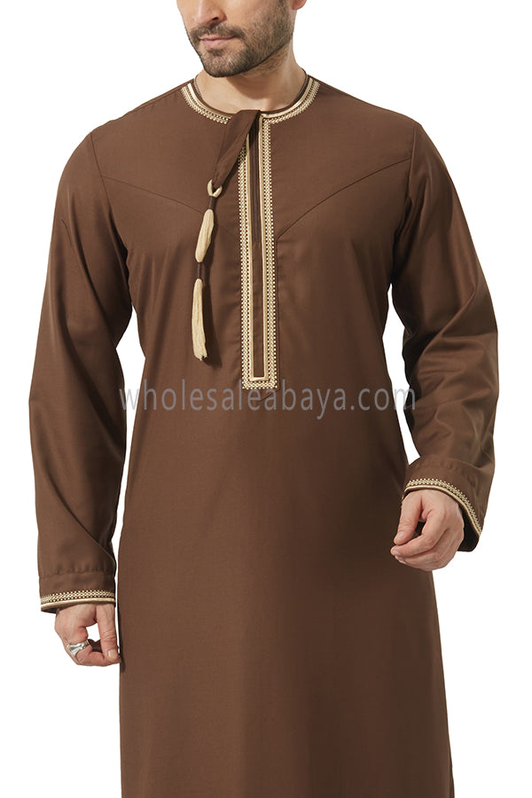 Embroidered Omani Thoube 90049 MR7 Brown
