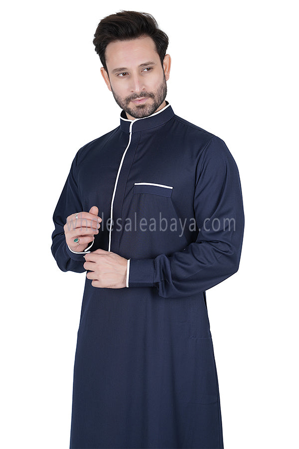 Men's Stylish Collar Thoube 90051 Navy Blue