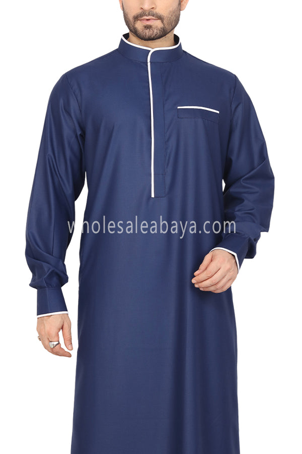 Men's Stylish Collar Thoube 90051 Navy Blue