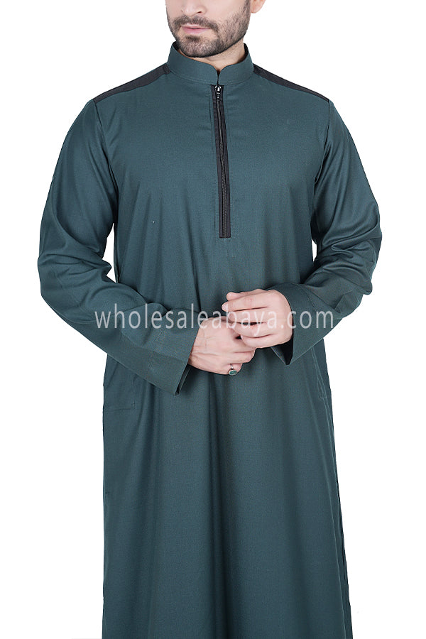 Men's Zip-up Collar Thoube 90052 MR9 Bottle Green