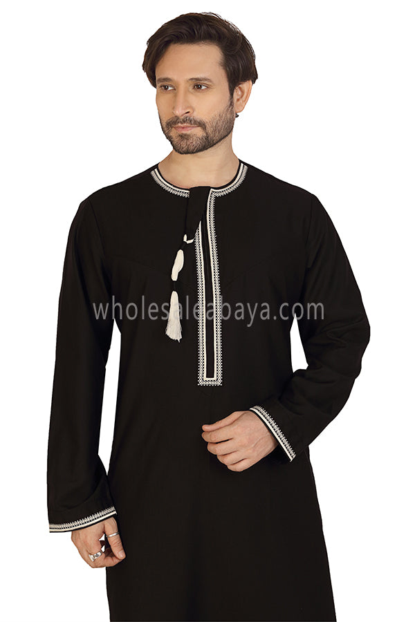 Embroidered Omani Thoube 90049 RL12 Black