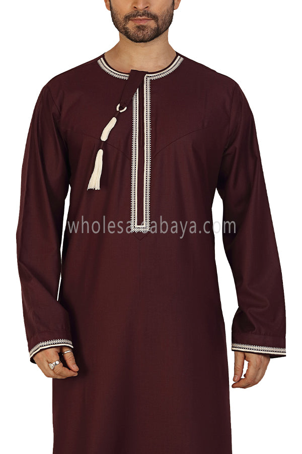 Embroidered Omani Thoube 90049 RL7 Burgundy