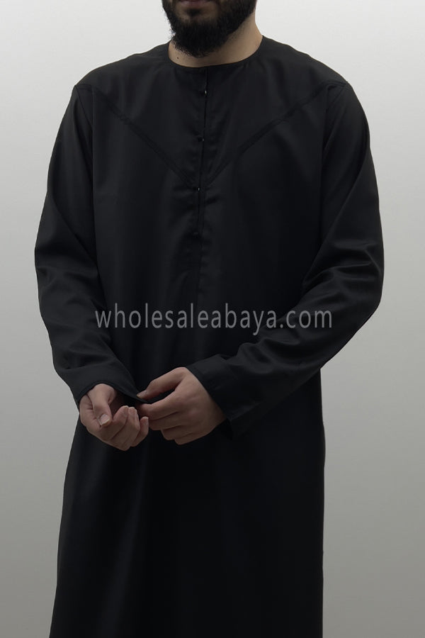 Men's Traditional Emirati Style Thoube 90008 ER TR Black