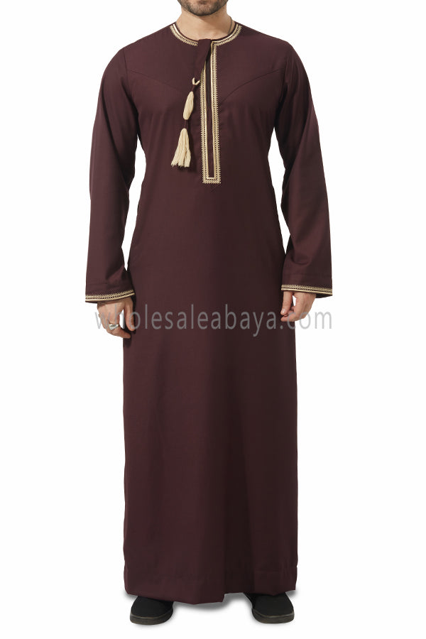 Embroidered Omani Thoube 90049  MR10  Burgundy