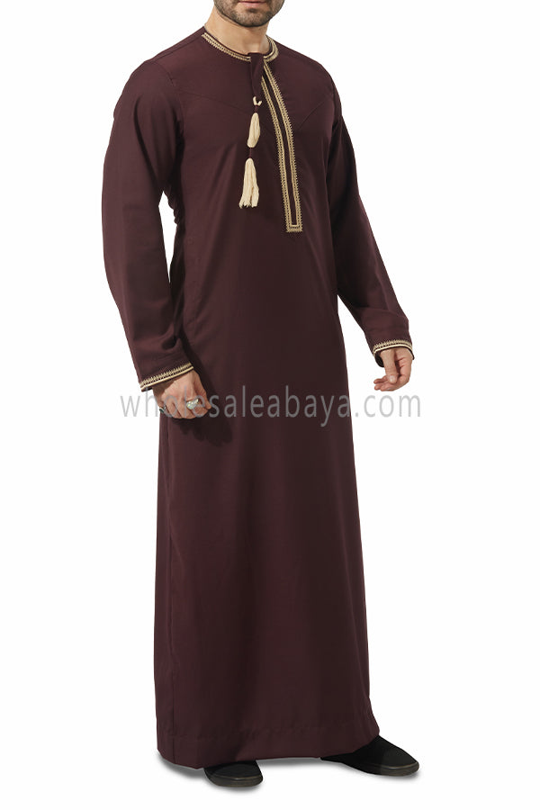 Embroidered Omani Thoube 90049  MR10  Burgundy