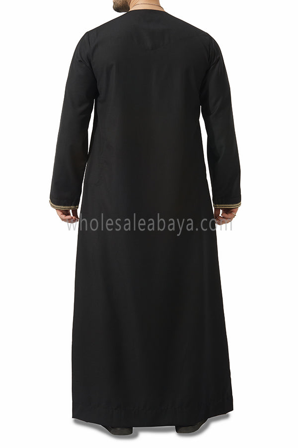 Embroidered Omani Thoube 90049  MR12  Black