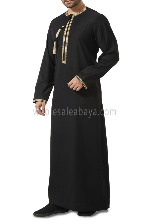 Embroidered Omani Thoube 90049  MR12  Black