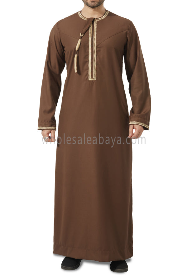 Embroidered Omani Thoube 90049  MR7  Brown