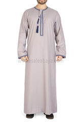 Embroidered Omani Thoube 90049 LS2 Stone Grey