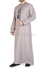 Embroidered Omani Thoube 90049 LS2 Stone Grey