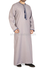 Embroidered Omani Thoube 90049 LS2 Stone Grey