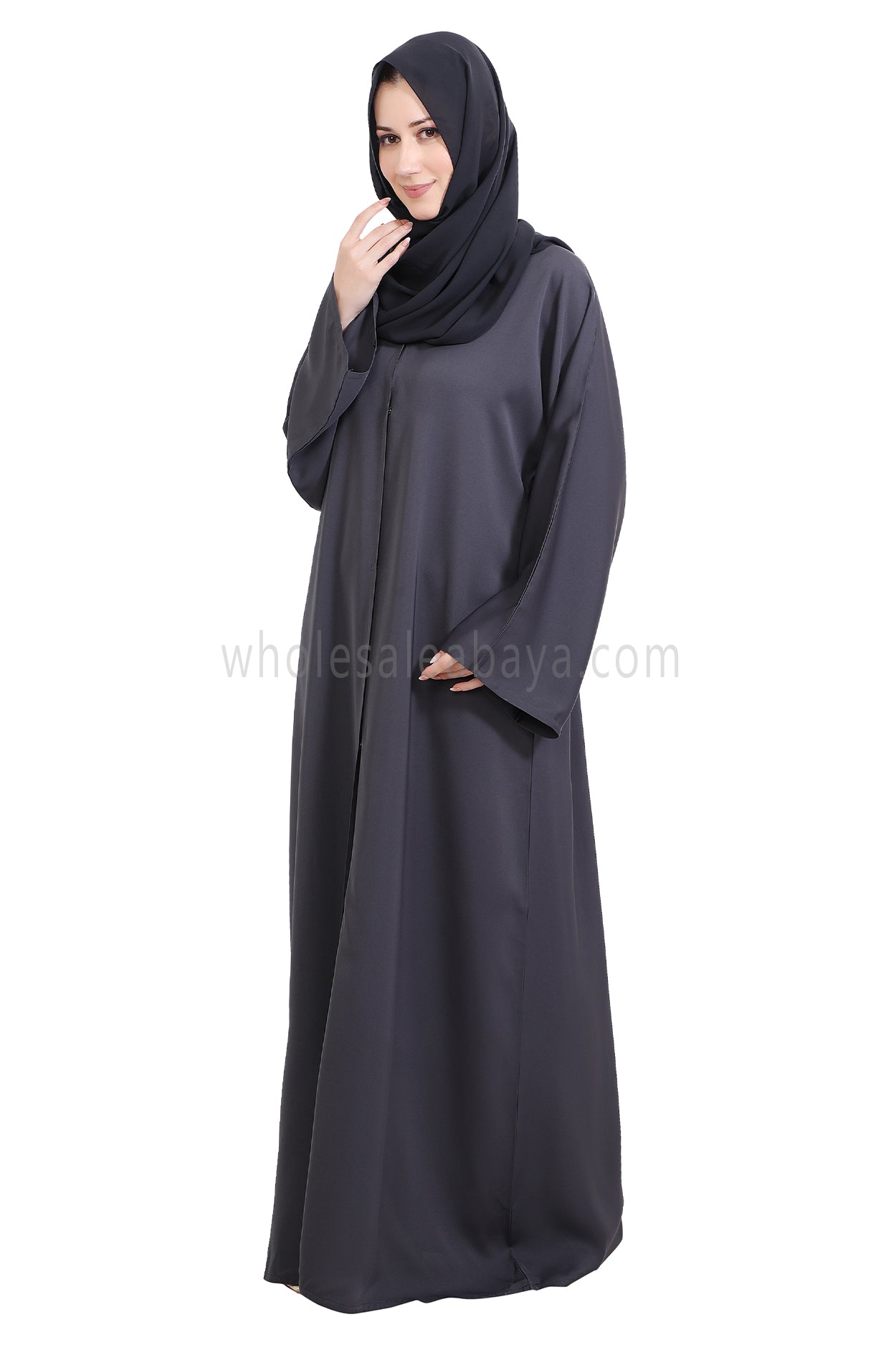 Front Open Nida Abaya with Buttons