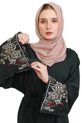 Open Abaya With Embroidered Sleeves