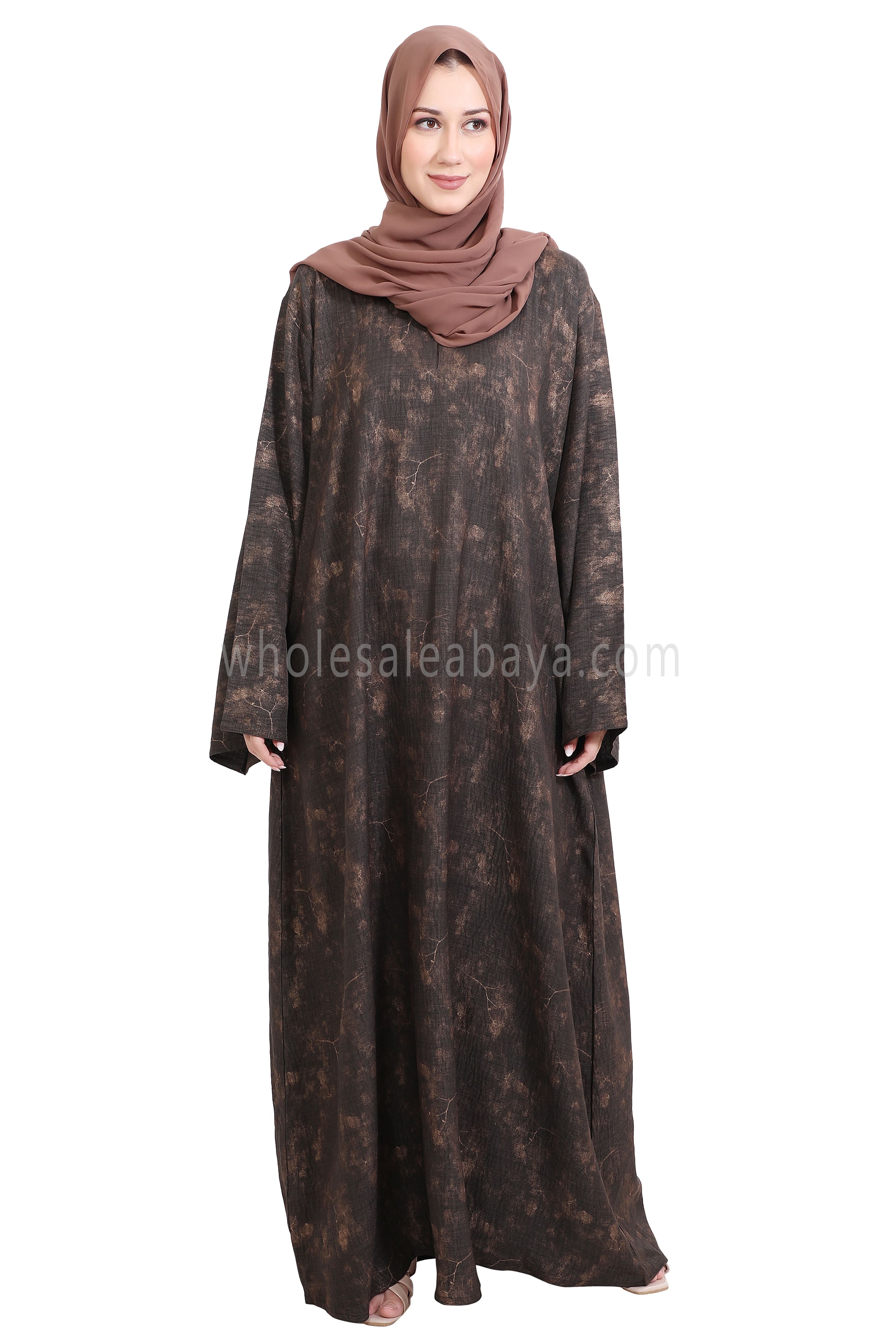 Linen Foil Jacquard Closed Abaya