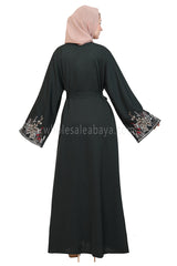 Open Abaya With Embroidered Sleeves